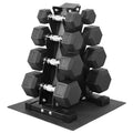 Dumbbell Set with Storage Rack, Rubber Coated Hex