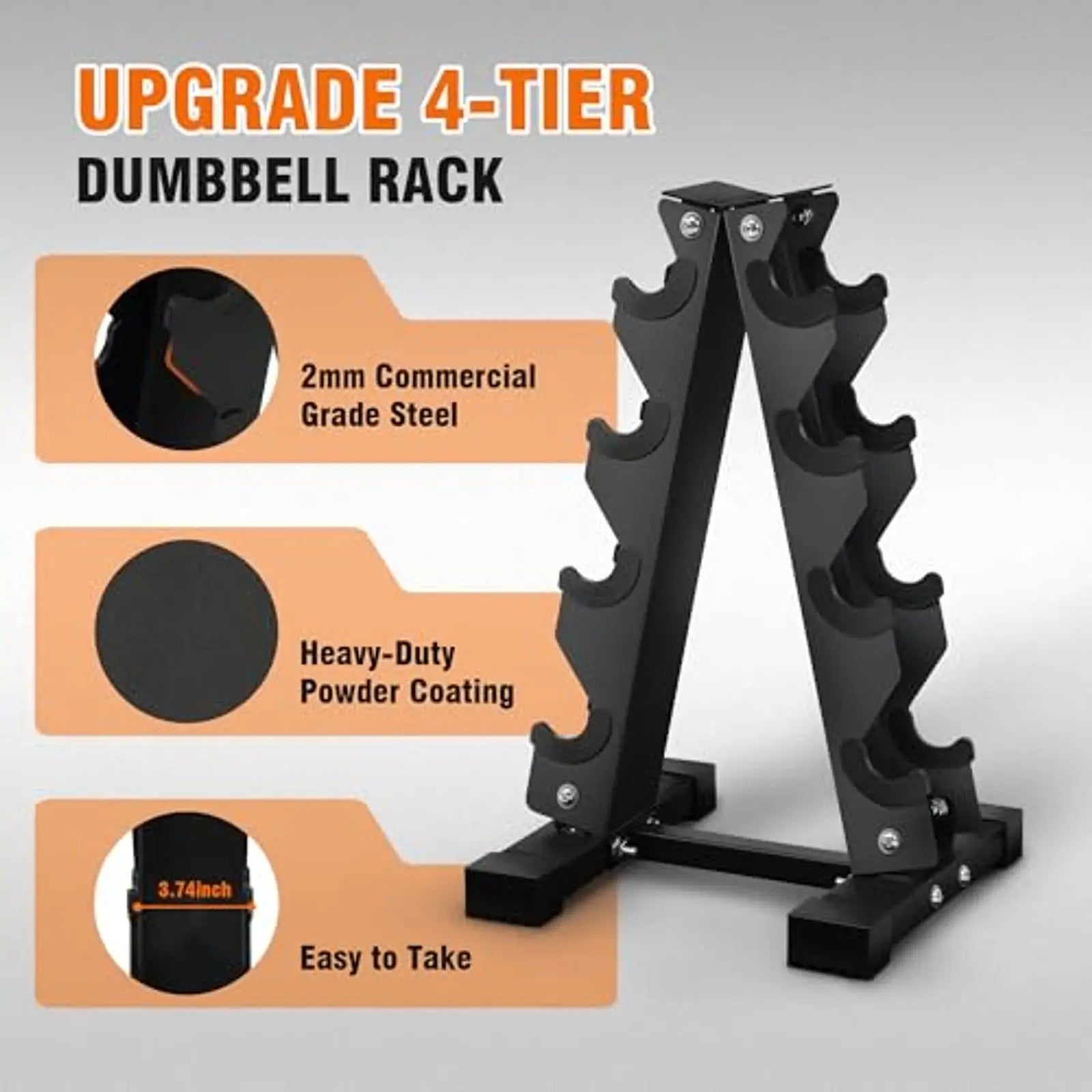 Dumbbell Set with Storage Rack, Rubber Coated Hex
